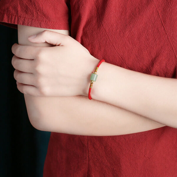 Tibet Handmade Green Aventurine Red Stone Malachite Luck Protection Braided Rope Bracelet - 图片 4
