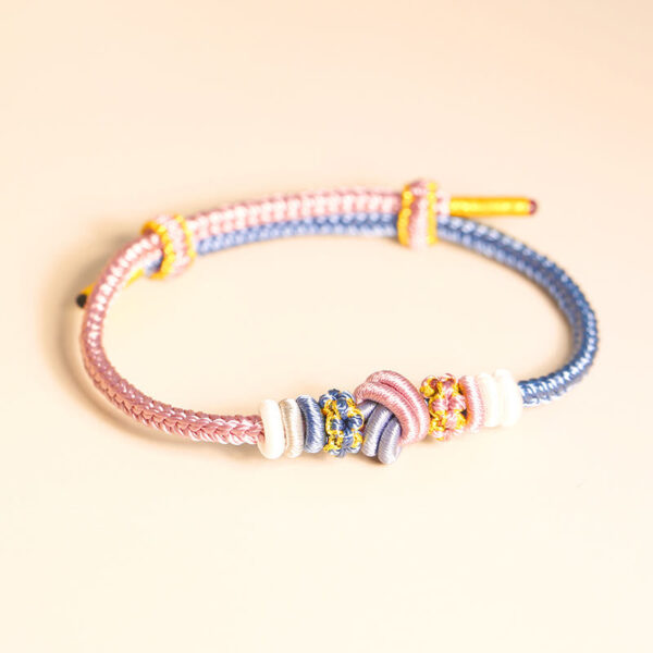 Two-Color Rope Handcrafted Eight Thread Peace Knot Luck Connection Bracelet - 图片 5