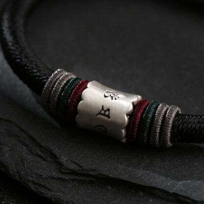 Buddha Stones 999 Sterling Silver Om Mani Padme Hum Peace Magnetic Buckle Bracelet - 图片 4