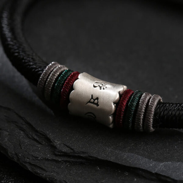 Buddha Stones 999 Sterling Silver Om Mani Padme Hum Peace Magnetic Buckle Bracelet - 图片 4