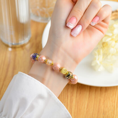 Tibetan Incense Ash Liuli Glass Bead Luck Protection Nine Tailed Fox Bracelet - 图片 5