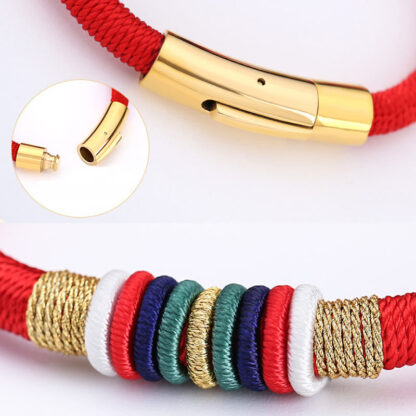 Buddha Stones Tibetan Handmade Colorful King Kong Knot Five Elements Luck Braid String Bracelet - 图片 8