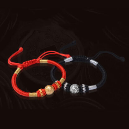 Buddha Stones 999 Sterling Silver Round Copper Coin Protection Luck Beaded String Bracelet - 图片 6