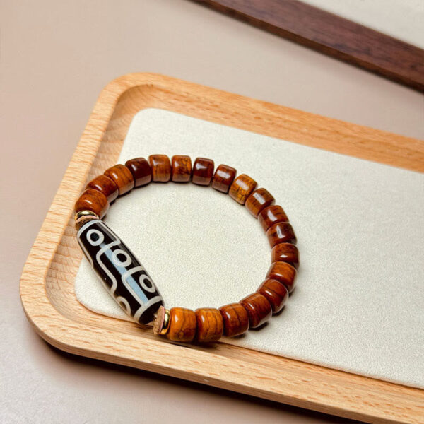 Tibetan Yak Bone Nine-Eye Dzi Bead Protection Bracelet - 图片 2