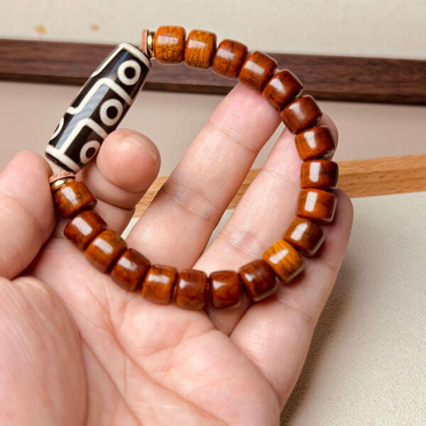 Tibetan Yak Bone Nine-Eye Dzi Bead Protection Bracelet - 图片 4