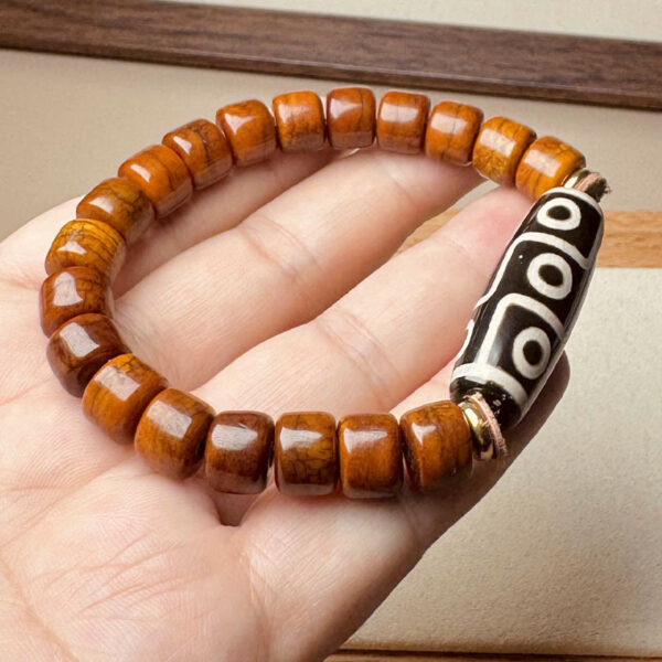 Tibetan Yak Bone Nine-Eye Dzi Bead Protection Bracelet - 图片 5