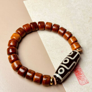 Tibetan Yak Bone Nine-Eye Dzi Bead Protection Bracelet