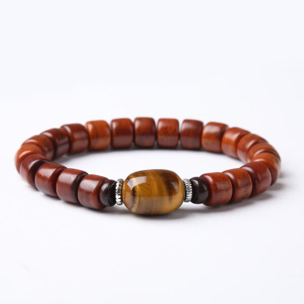 Tibetan Yak Bone Three-Eyed Dzi Bead Sheep Horn Red Agate Strength Bracelet - 图片 6