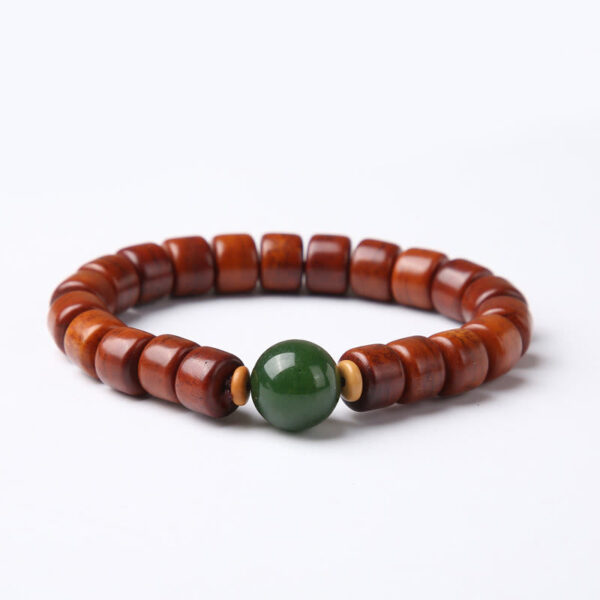 Tibetan Yak Bone Three-Eyed Dzi Bead Sheep Horn Red Agate Strength Bracelet - 图片 7