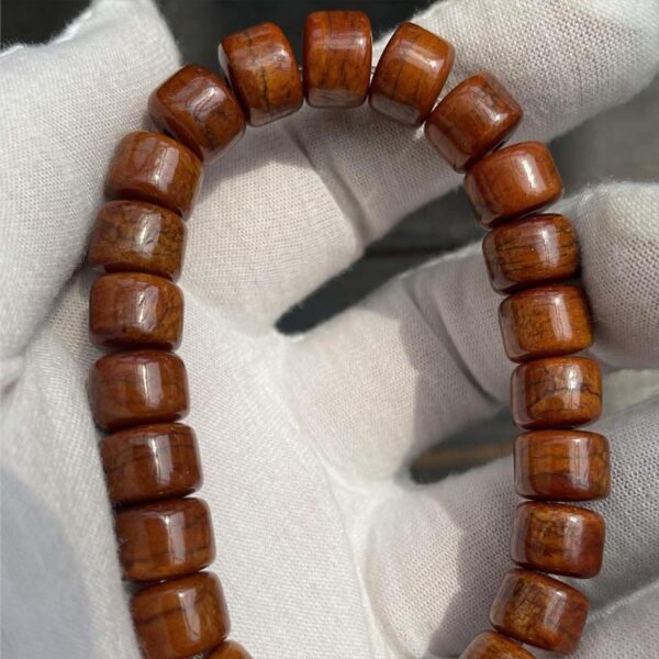 Tibetan Yak Bone Three-Eyed Dzi Bead Sheep Horn Red Agate Strength Bracelet - 图片 4