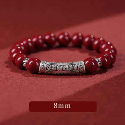 Cinnabar 999 Sterling Silver Six True Words Blessing Bracelet - 图片 4