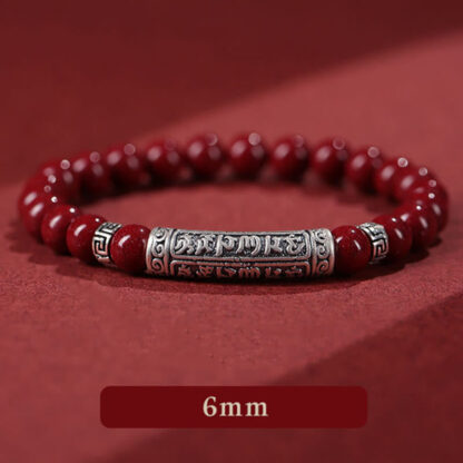 Cinnabar 999 Sterling Silver Six True Words Blessing Bracelet - 图片 2