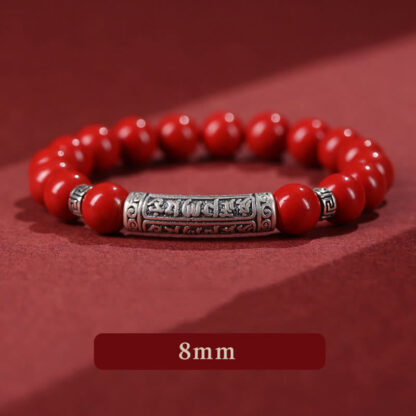 Cinnabar 999 Sterling Silver Six True Words Blessing Bracelet - 图片 8