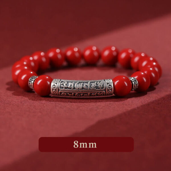 Cinnabar 999 Sterling Silver Six True Words Blessing Bracelet - 图片 8
