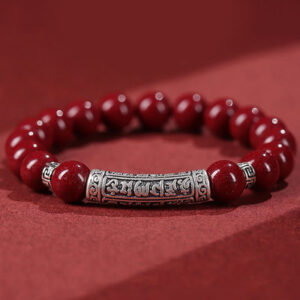 Cinnabar 999 Sterling Silver Six True Words Blessing Bracelet