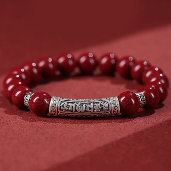 Cinnabar 999 Sterling Silver Six True Words Blessing Bracelet