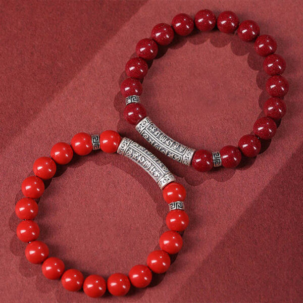 Cinnabar 999 Sterling Silver Six True Words Blessing Bracelet - 图片 9