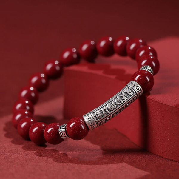 Cinnabar 999 Sterling Silver Six True Words Blessing Bracelet - 图片 6