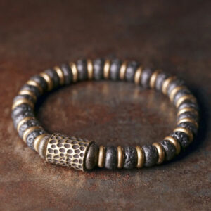 Vintage Lava Rock Beads Calm Copper Bracelet