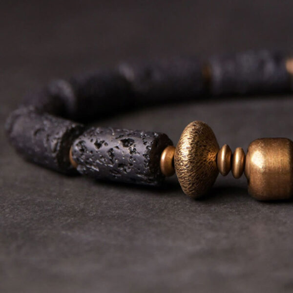 Luck Wealth Black Lava Rock Beads Copper Bracelet - 图片 3