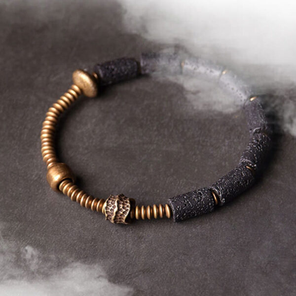 Luck Wealth Black Lava Rock Beads Copper Bracelet - 图片 6