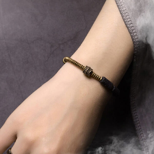 Luck Wealth Black Lava Rock Beads Copper Bracelet - 图片 4