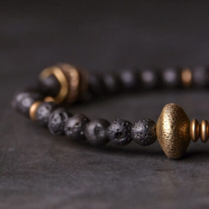 Support Healing Lava Rock Beads Copper Bracelet - 图片 2