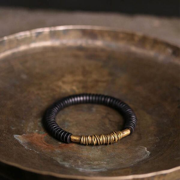 Calm Tibetan Ebony Wood Copper Bracelet - 图片 5