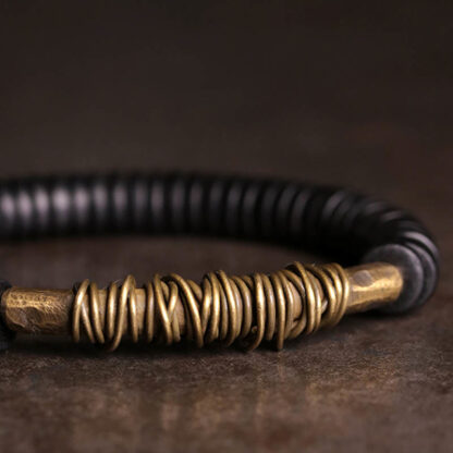 Calm Tibetan Ebony Wood Copper Bracelet - 图片 4