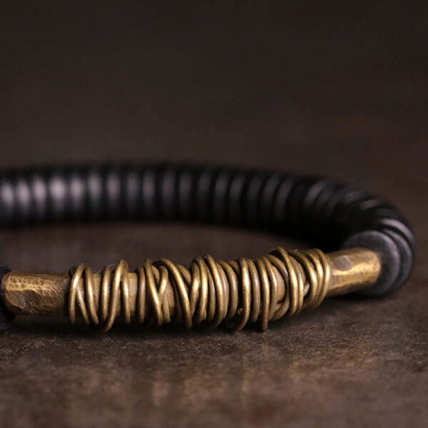 Calm Tibetan Ebony Wood Copper Bracelet - 图片 4