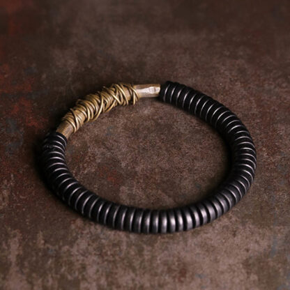 Calm Tibetan Ebony Wood Copper Bracelet - 图片 2