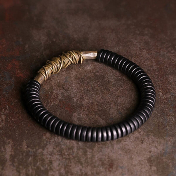 Calm Tibetan Ebony Wood Copper Bracelet - 图片 2