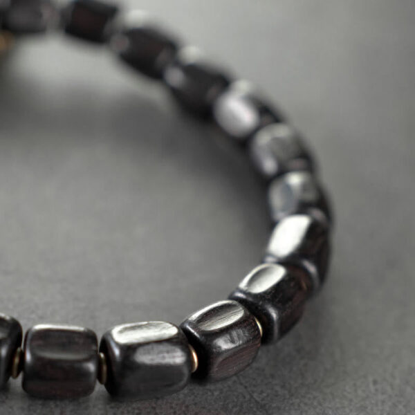 Vintage Peace Tibetan Ebony Wood Beads Copper Multilayered Healing Bracelet - 图片 2