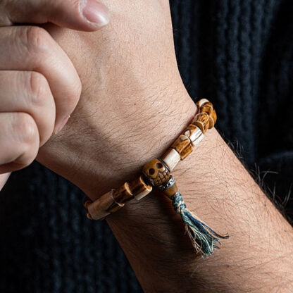 Tibetan Deer Bone Yak Bone Skull Carved Wisdom Bracelet - 图片 5