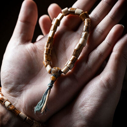 Tibetan Deer Bone Yak Bone Skull Carved Wisdom Bracelet - 图片 14