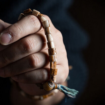 Tibetan Deer Bone Yak Bone Skull Carved Wisdom Bracelet - 图片 11