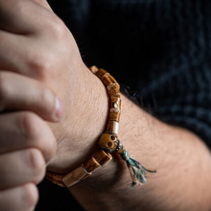 Tibetan Deer Bone Yak Bone Skull Carved Wisdom Bracelet - 图片 13