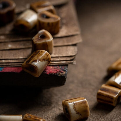 Tibetan Deer Bone Yak Bone Skull Carved Wisdom Bracelet - 图片 12