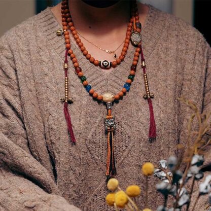 Tibet Bodhi Seed 108 Mala Beads Wisdom Peace Bracelet Necklace - 图片 11