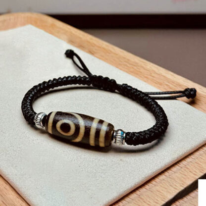 Tibetan Nine-Eye Dzi Bead Three-eyed Dzi Bead Wealth Protection Rope Bracelet - 图片 13