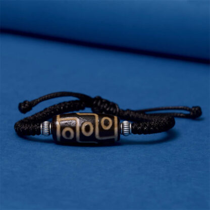 Tibetan Nine-Eye Dzi Bead Three-eyed Dzi Bead Wealth Protection Rope Bracelet - 图片 7