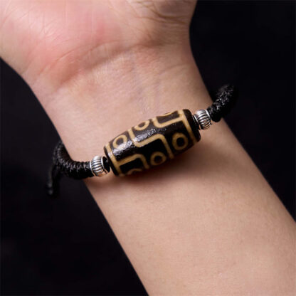 Tibetan Nine-Eye Dzi Bead Three-eyed Dzi Bead Wealth Protection Rope Bracelet - 图片 4