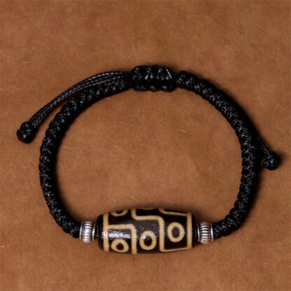 Tibetan Nine-Eye Dzi Bead Three-eyed Dzi Bead Wealth Protection Rope Bracelet - 图片 5