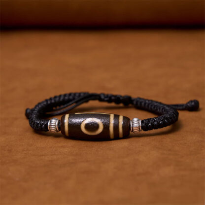 Tibetan Nine-Eye Dzi Bead Three-eyed Dzi Bead Wealth Protection Rope Bracelet - 图片 8