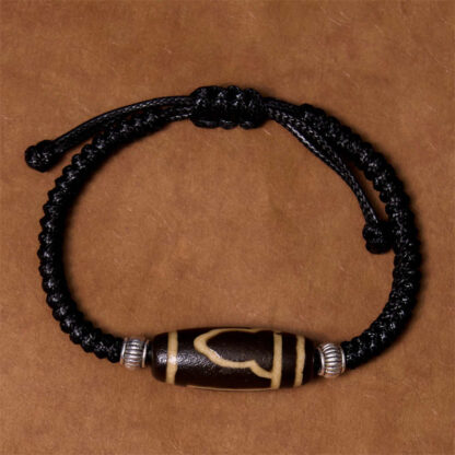 Tibetan Nine-Eye Dzi Bead Three-eyed Dzi Bead Wealth Protection Rope Bracelet - 图片 9