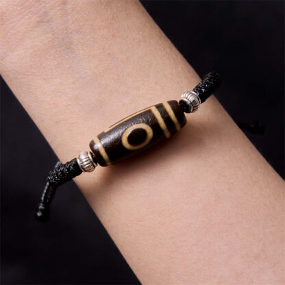 Tibetan Nine-Eye Dzi Bead Three-eyed Dzi Bead Wealth Protection Rope Bracelet - 图片 10