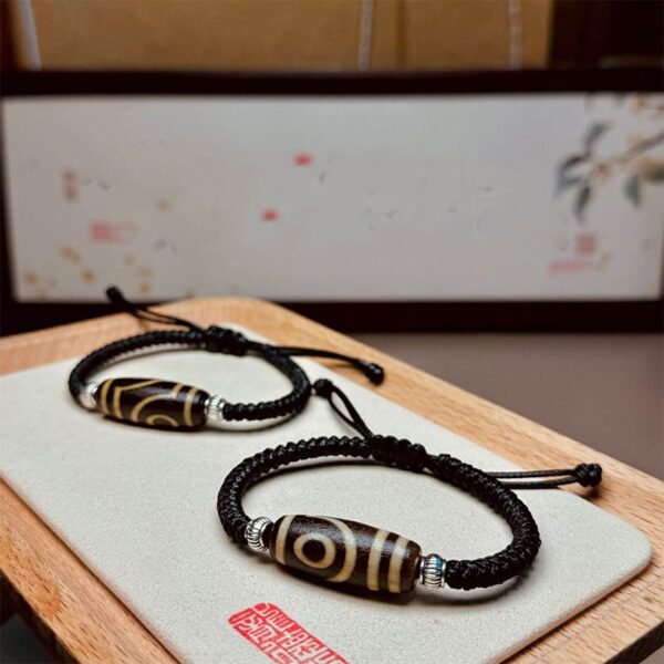 Tibetan Nine-Eye Dzi Bead Three-eyed Dzi Bead Wealth Protection Rope Bracelet - 图片 14