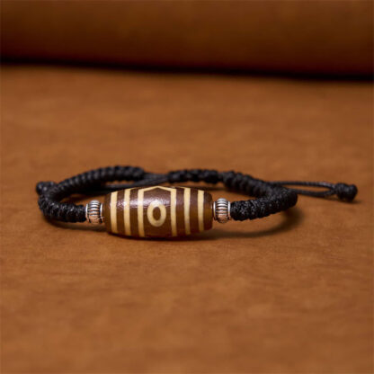 Tibetan Nine-Eye Dzi Bead Three-eyed Dzi Bead Wealth Protection Rope Bracelet - 图片 15