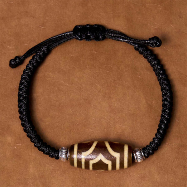Tibetan Nine-Eye Dzi Bead Three-eyed Dzi Bead Wealth Protection Rope Bracelet - 图片 16