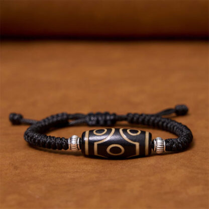 Tibetan Nine-Eye Dzi Bead Three-eyed Dzi Bead Wealth Protection Rope Bracelet - 图片 20